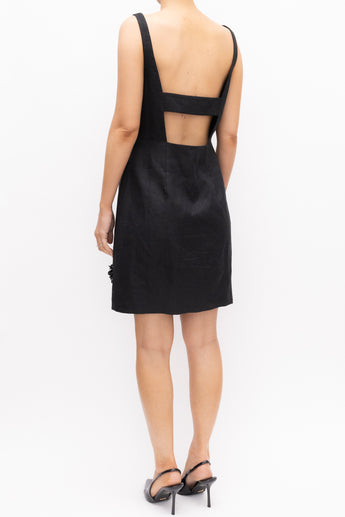 Oroton Flower Sequin Shift Dress Black