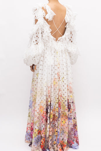 Zimmermann Prima Ruffled Laser Cut Gown