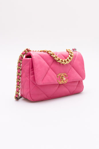 Chanel Quilted 19 Medium Flap Bag Pink