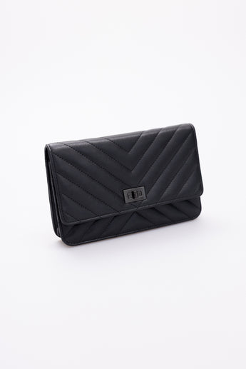 Chanel Black Chevron Reissue Wallet on Chain