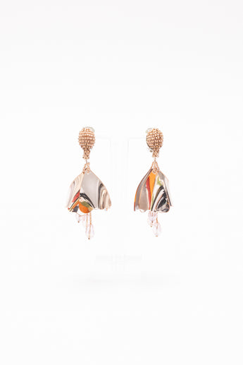Oscar de la Renta Flower Clip-On Drop Earrings