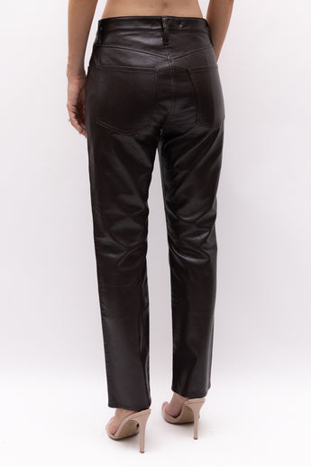 Citizens of Humanity Jolene Straight Leather Jeans Brown