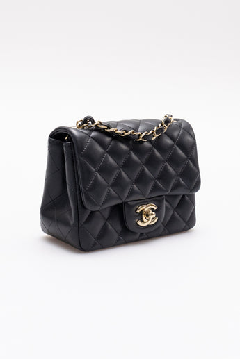 Chanel Square Mini Classic Flap Bag Black Lambskin