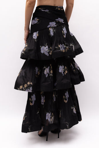 Zimmermann Tiered Pleat Floral Skirt