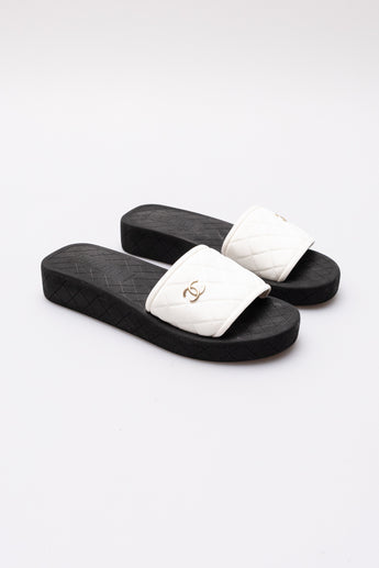 Chanel Two-Tone CC Quilted Sandal