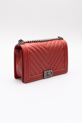 Chanel Medium Boy Bag Red Chevron