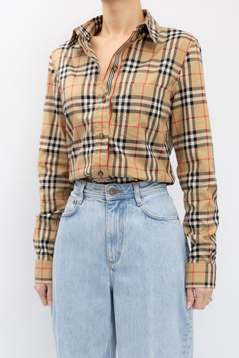 Burberry Check Stretch Cotton Shirt