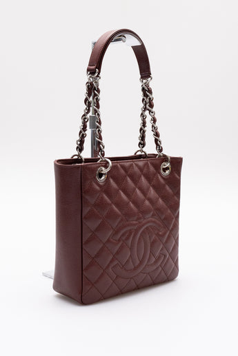 Chanel Petite Shopping Tote Burgundy