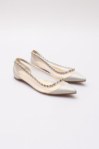 Christian Louboutin Silver Flat Point Toe Shoe