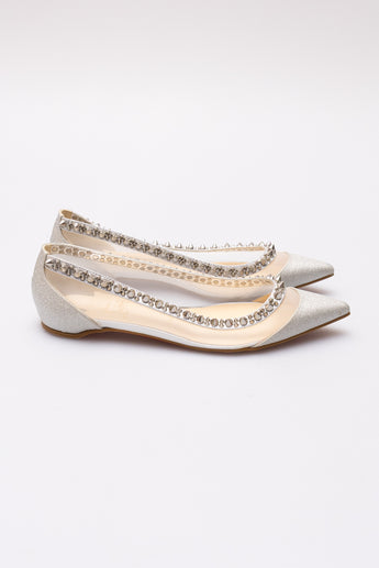 Christian Louboutin Silver Flat Point Toe Shoe