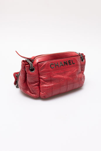 Chanel Square Stitched LAX Shoulder Bag Red