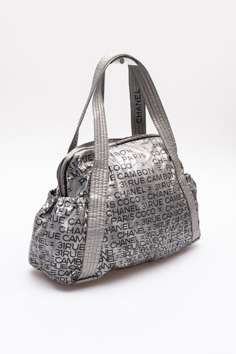 Chanel Unlimited Ligne Satchel Bag Metallic Coated Canvas