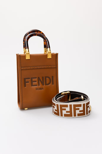 Fendi Mini Sunshine Shopper Bag with Shoulder Strap