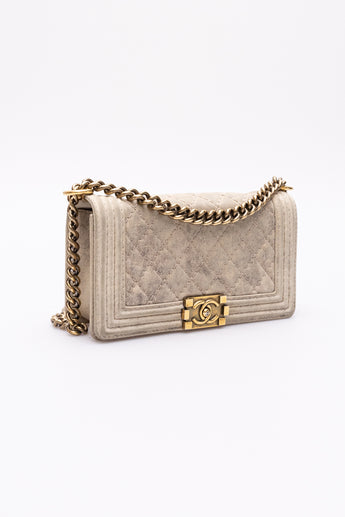 Chanel Old Medium Boy Bag Distressed Suede