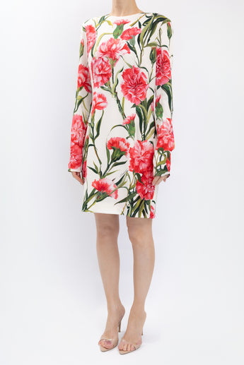 Dolce and Gabbana Floral Print Stretch Silk Mini Dress