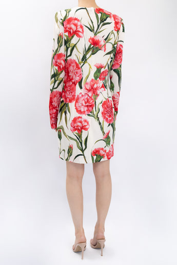 Dolce and Gabbana Floral Print Stretch Silk Mini Dress