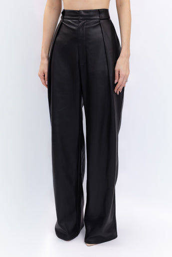 Mother Tunnel Vision Pleated Faux Leather Pant