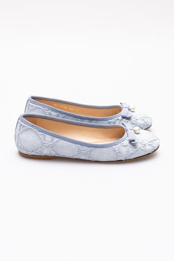 Dior Ballet Flat Blue Cannage Raffia