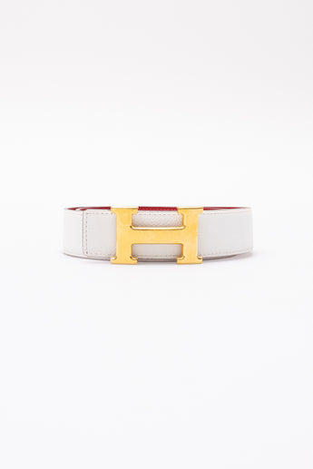 Hermes H Buckle Belt Red / White