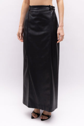 Esse  Faux Leather Midi Skirt
