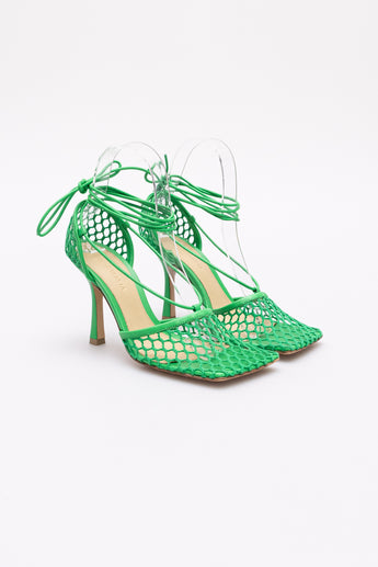 Bottega Veneta Wrap Mesh Heels Green