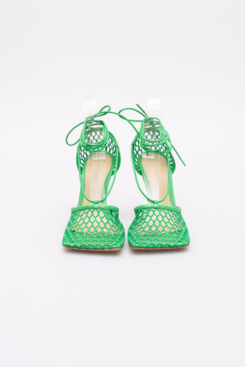 Bottega Veneta Wrap Mesh Heels Green