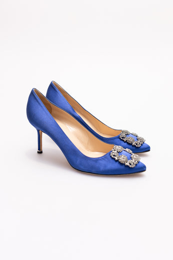 Manolo Blahnik Hangisi 90 Heels in Blue