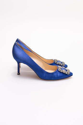 Manolo Blahnik Hangisi 90 Heels in Blue
