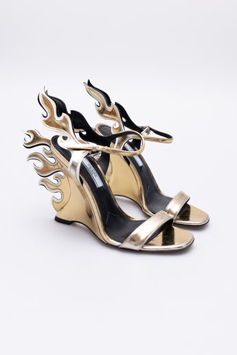 Prada Flame Wedge Gold