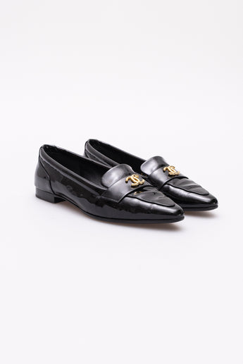 Chanel Pointed-Toe Loafers Patent Black
