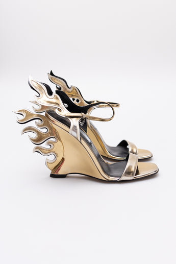 Prada Flame Wedge Gold