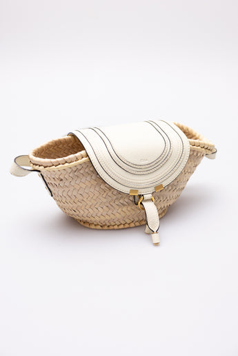 Chloe Marcie Small Raffia Basket Bag