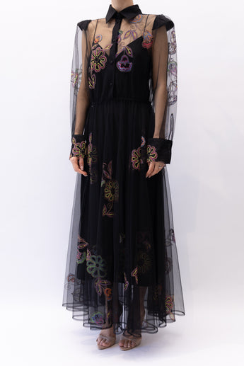 Scanlan Theodore Embroidered Tulle Gown