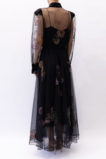 Scanlan Theodore Embroidered Tulle Gown