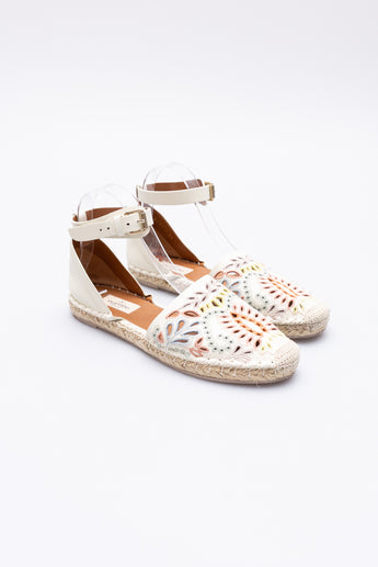 Valentino Embroidered Espadrilles White