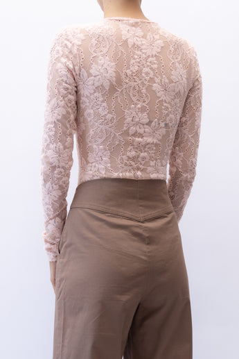 Zimmermann Stretch Lace Bodysuit Pink