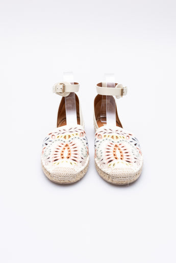 Valentino Embroidered Espadrilles White