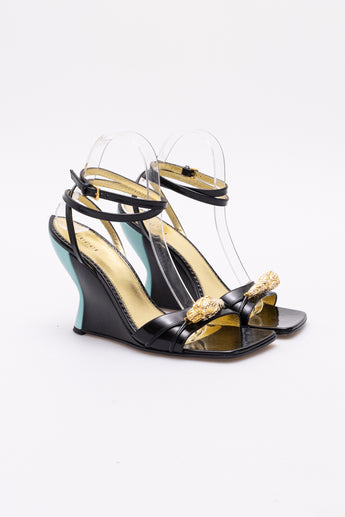 Gucci Two-Tone Embellished Wedge Heels