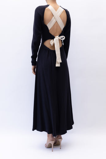 Artclub Navy Tie Back Long Dress