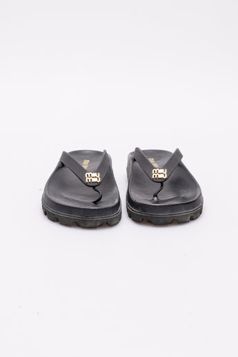 Miu Miu Logo Sandals Black
