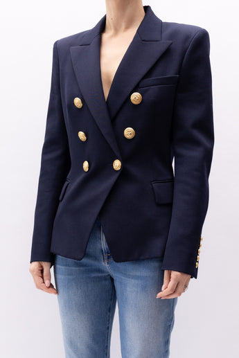 Balmain Double-breasted Wool Blazer Navy