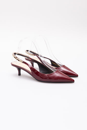 Gucci Signoria Slingback Pumps Patent Red