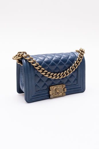 Chanel Small Boy Bag Dark Blue