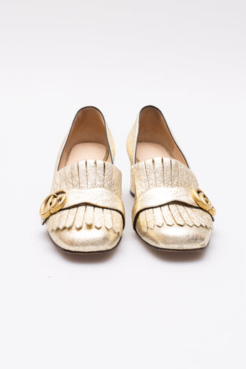 Gucci GG Marmont Gold Foil Leather Pumps