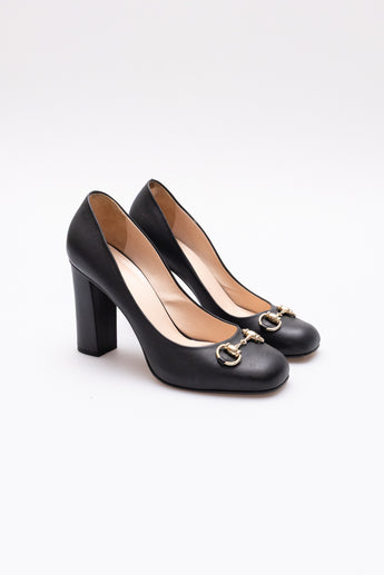 Gucci Horsebit Block Heel Pumps Black