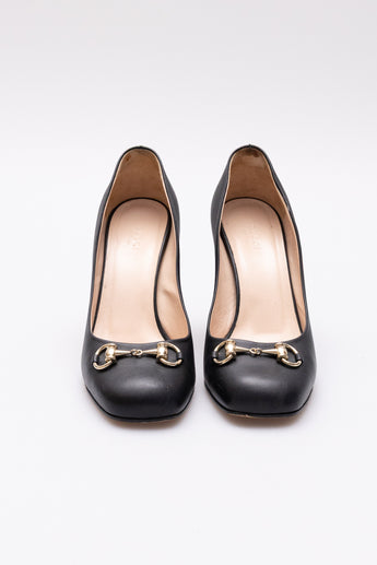 Gucci Horsebit Block Heel Pumps Black