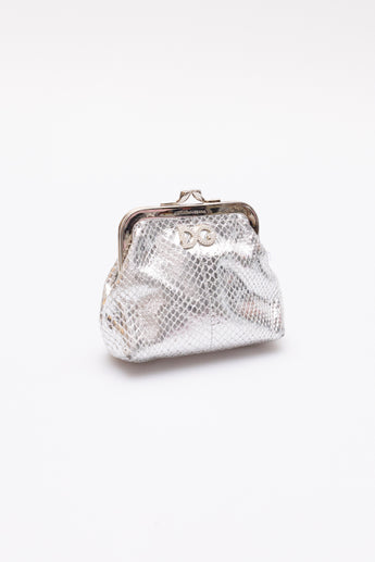 Dolce and Gabbana Silver Snake Effect Coin Pouch