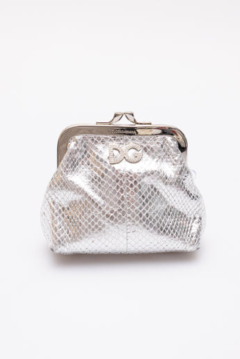 Dolce and Gabbana Silver Snake Effect Coin Pouch