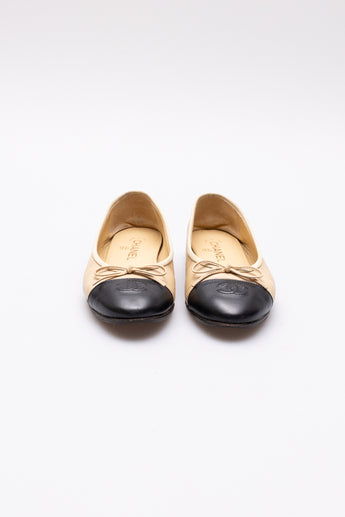 Chanel Ballet Flats Beige & Black