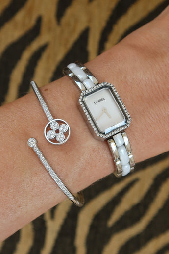 Chanel Premiere Quartz Ceramic Stainless Steel Watch Diamond Bezel